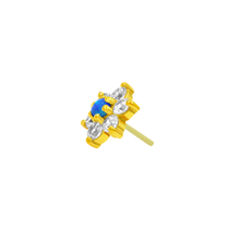 Load image into Gallery viewer, Junipurr 14kt Flower with Swarovski & blue opal