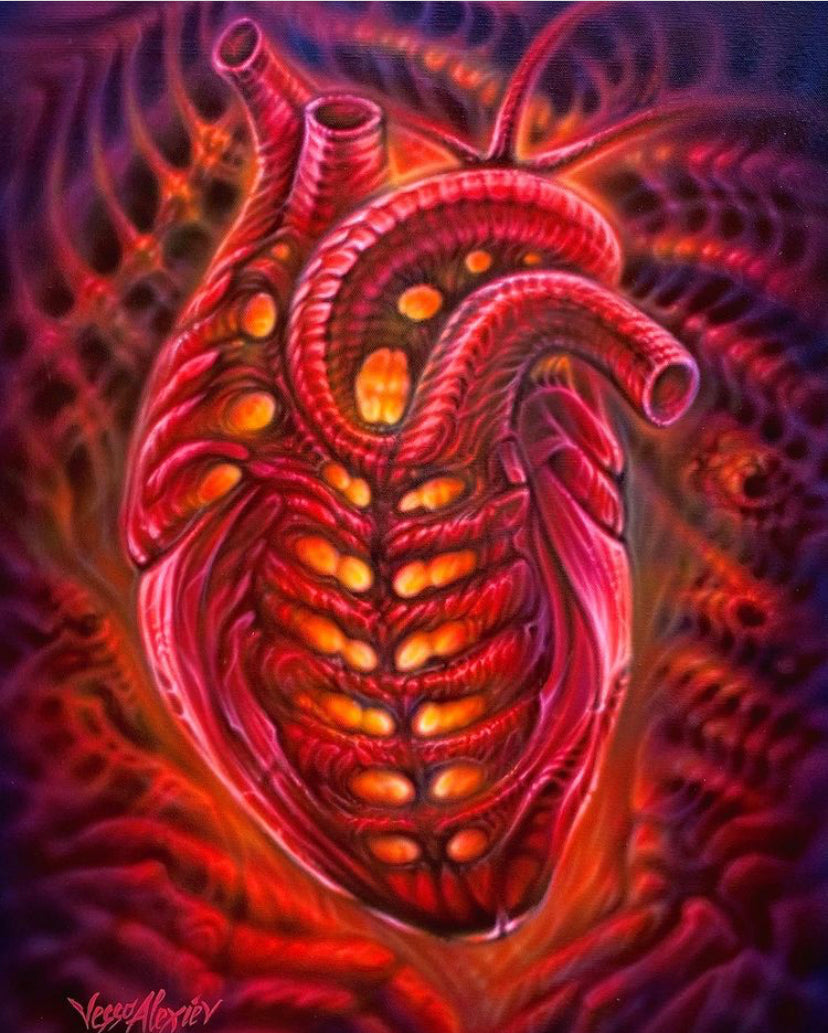 Bioorganic Heart Airbrushed Canvas