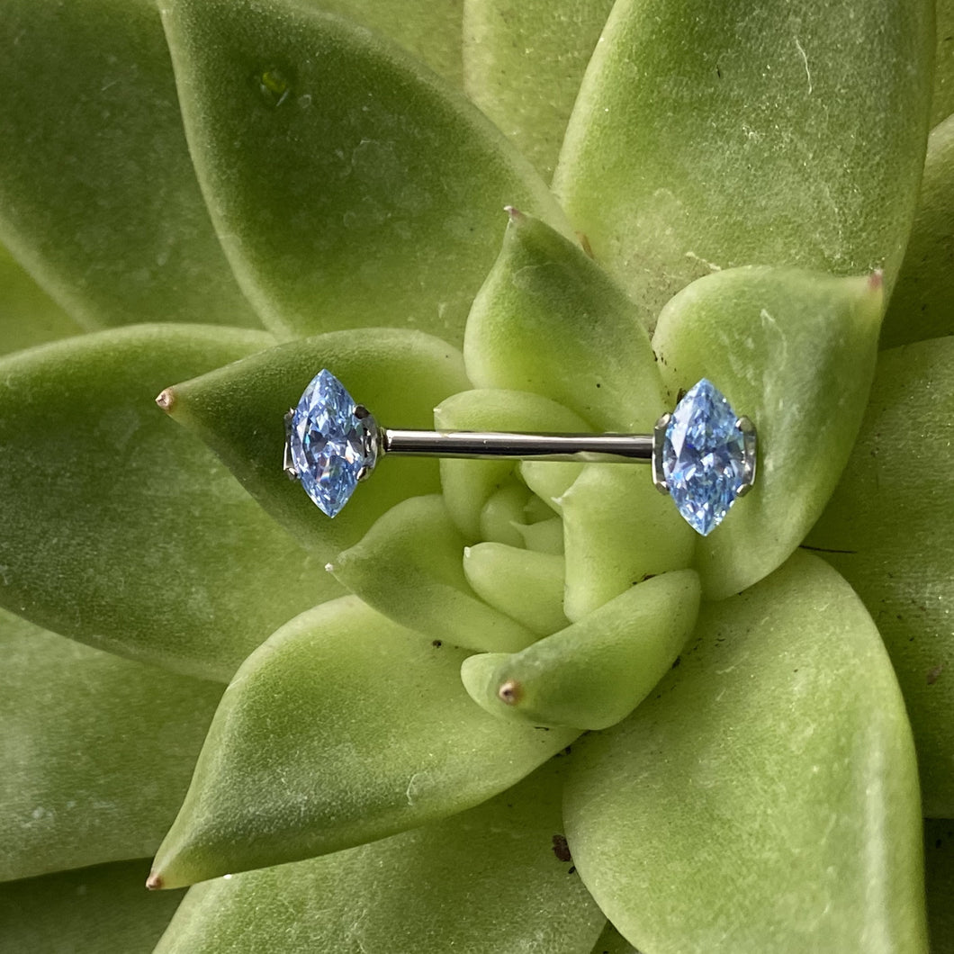 Anatometal Ti Side Set Gem Bar with Marquise Ends