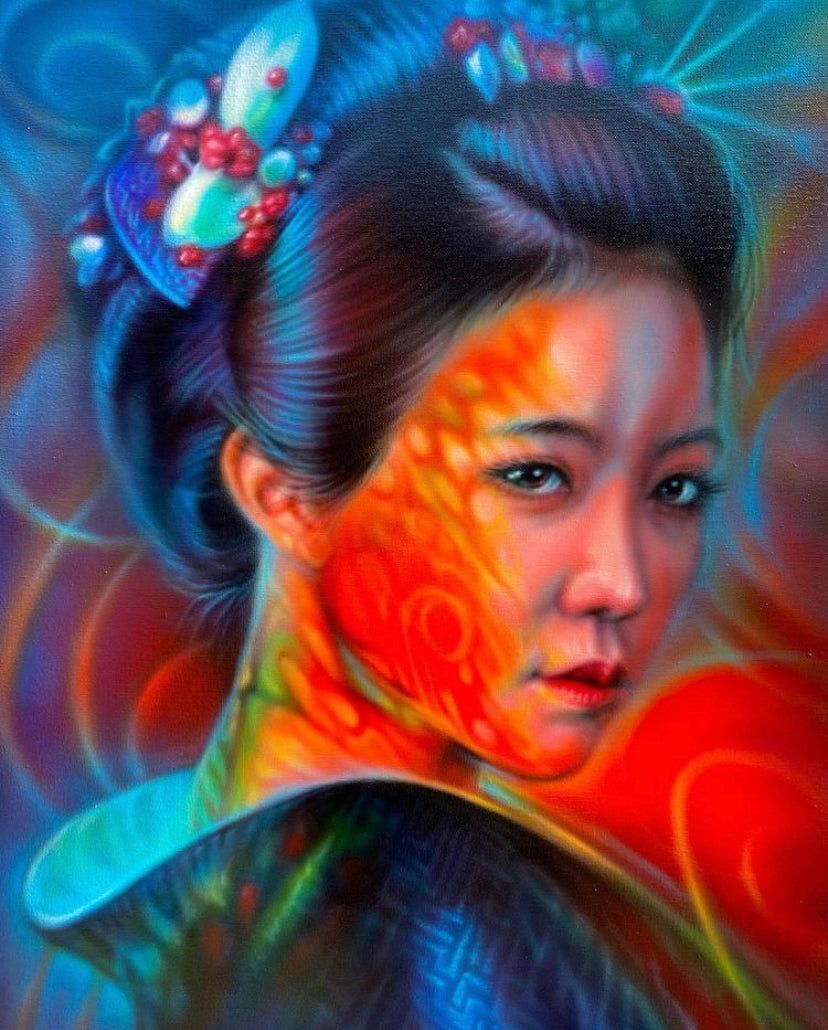Geisha Airbrushed canvas